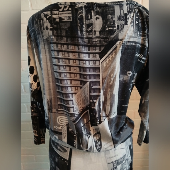 One of a Kind Jersey Dress with Time Square Print - Picture 7 of 8